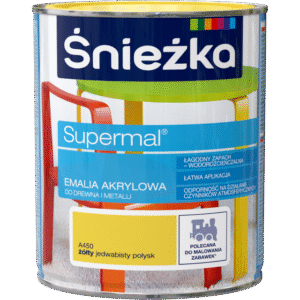Supermal Emalia akrylowa do drewna i metalu universalna - żółty jedwabisty połysk 0,8l