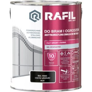 RAFIL do bram i ogrodzeń czarny głęboki mat 3l (RAL9005)