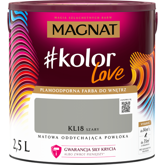 Plamoodporna farba MAGNAT kolorlove odcień KL18 szary 2,5l