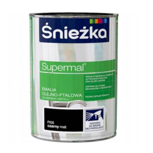Emalia olejno-ftalowa do drewna i metalu Śnieżka Supermal czarny mat