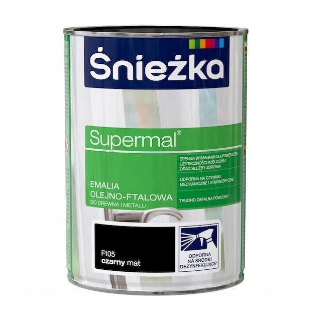 ŚNIEŻKA SUPERMAL FTALOWA CZARNY POŁ 0,8L